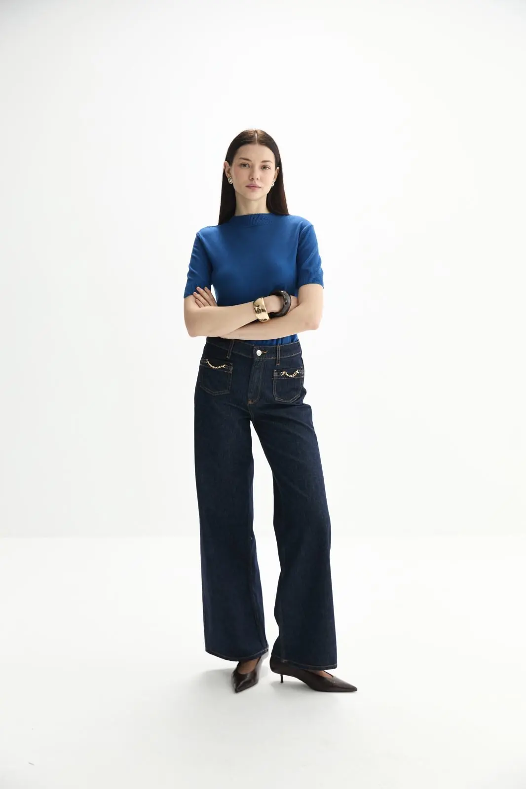 Zincir Detaylı Denim Pantolon 2