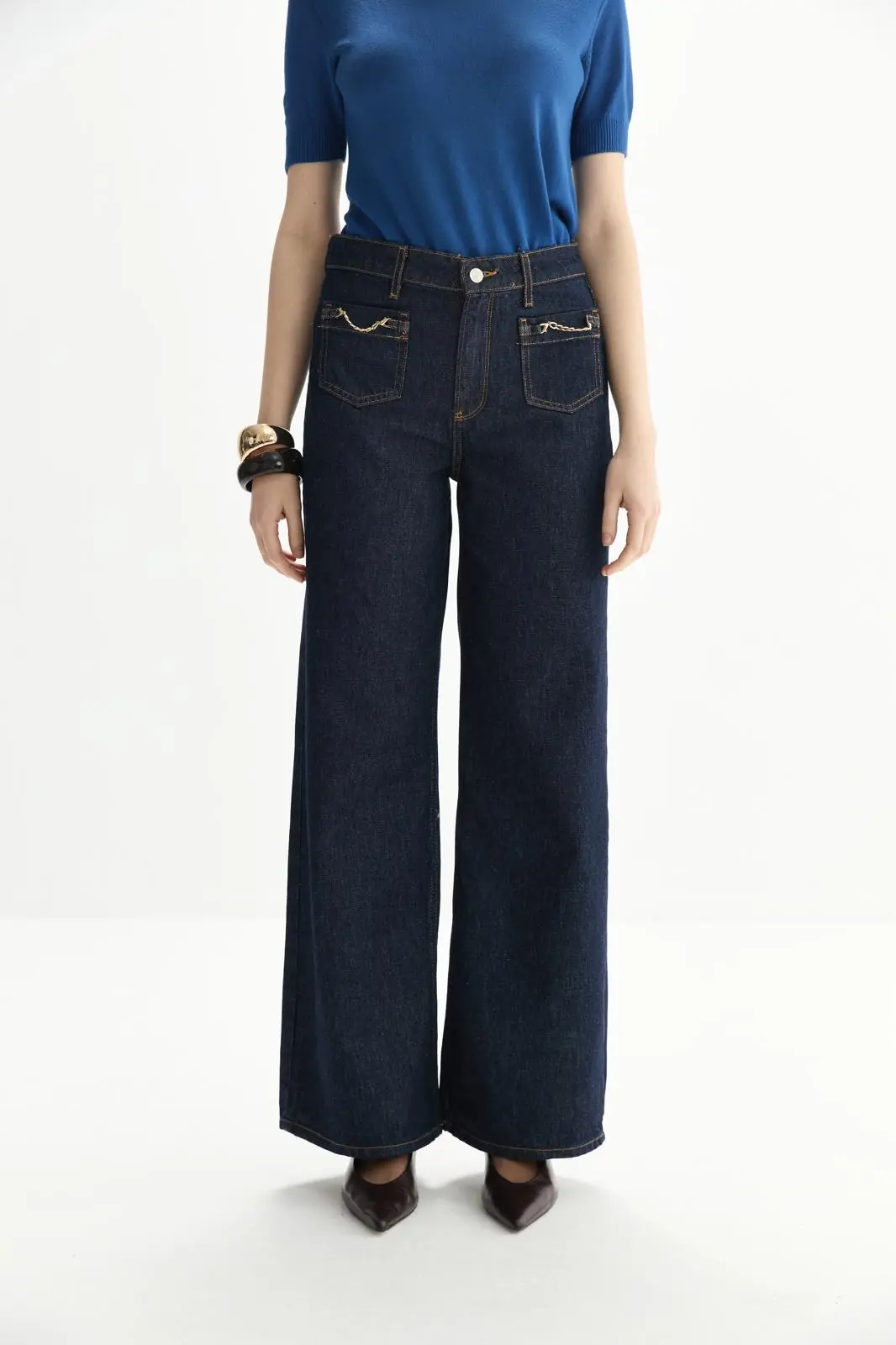 Zincir Detaylı Denim Pantolon 5