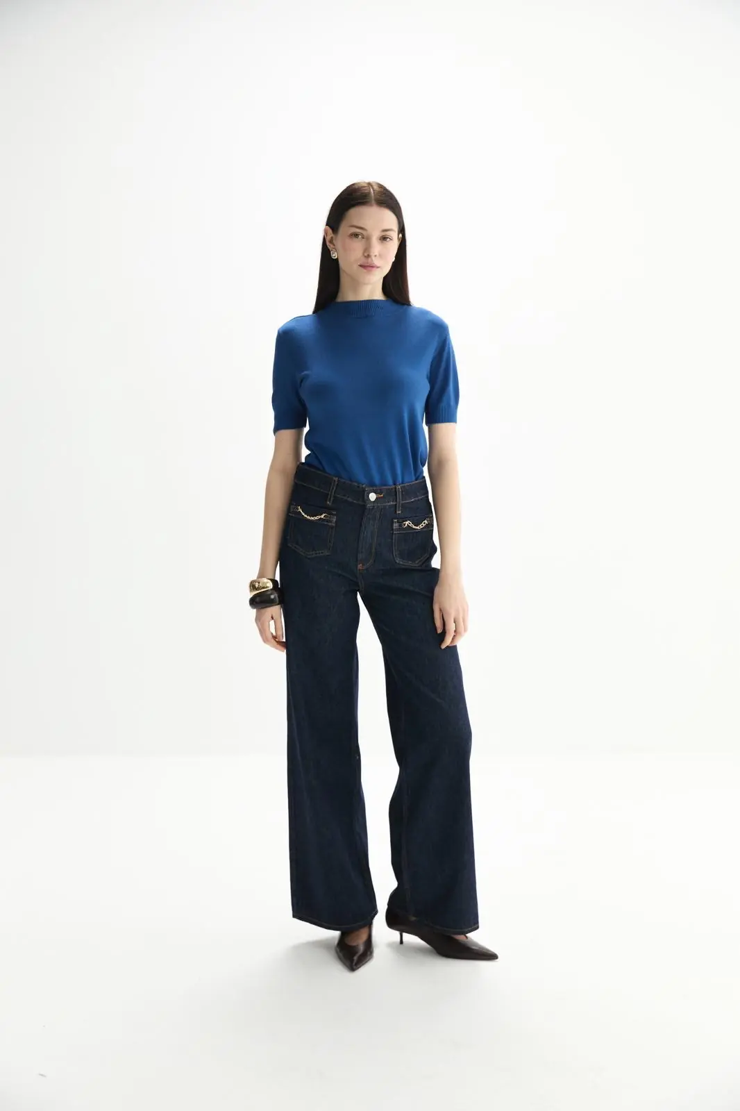Zincir Detaylı Denim Pantolon 4