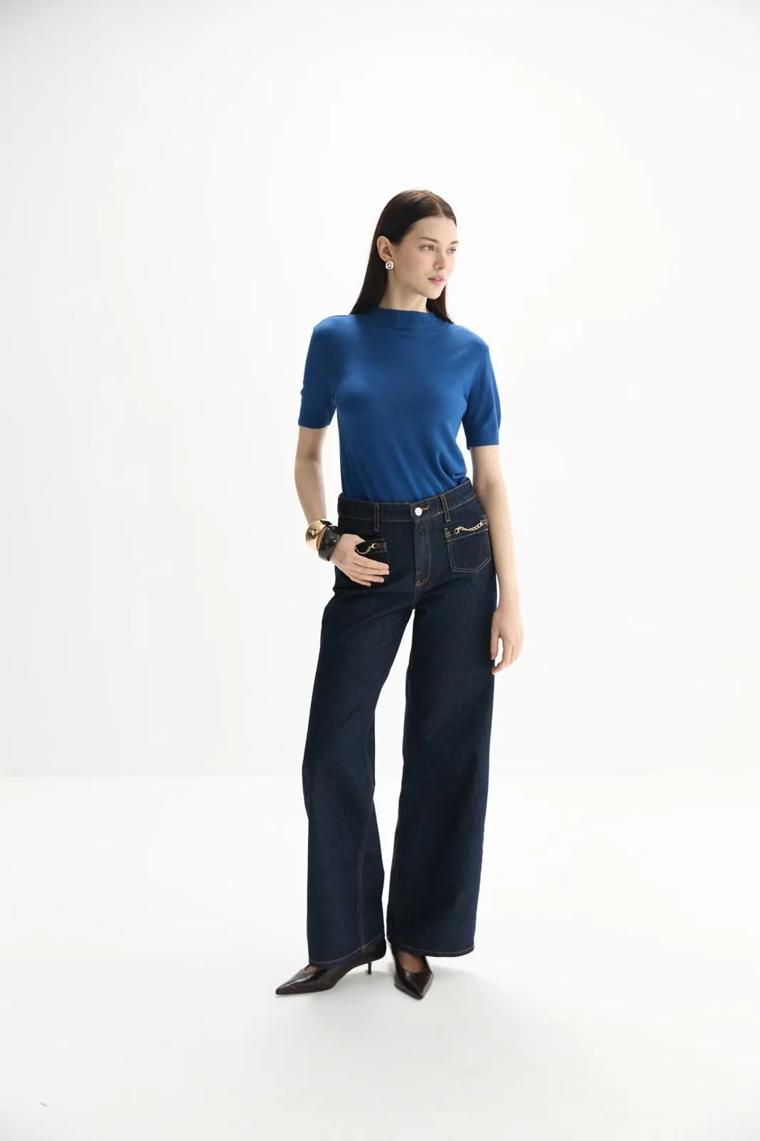 Zincir Detaylı Denim Pantolon