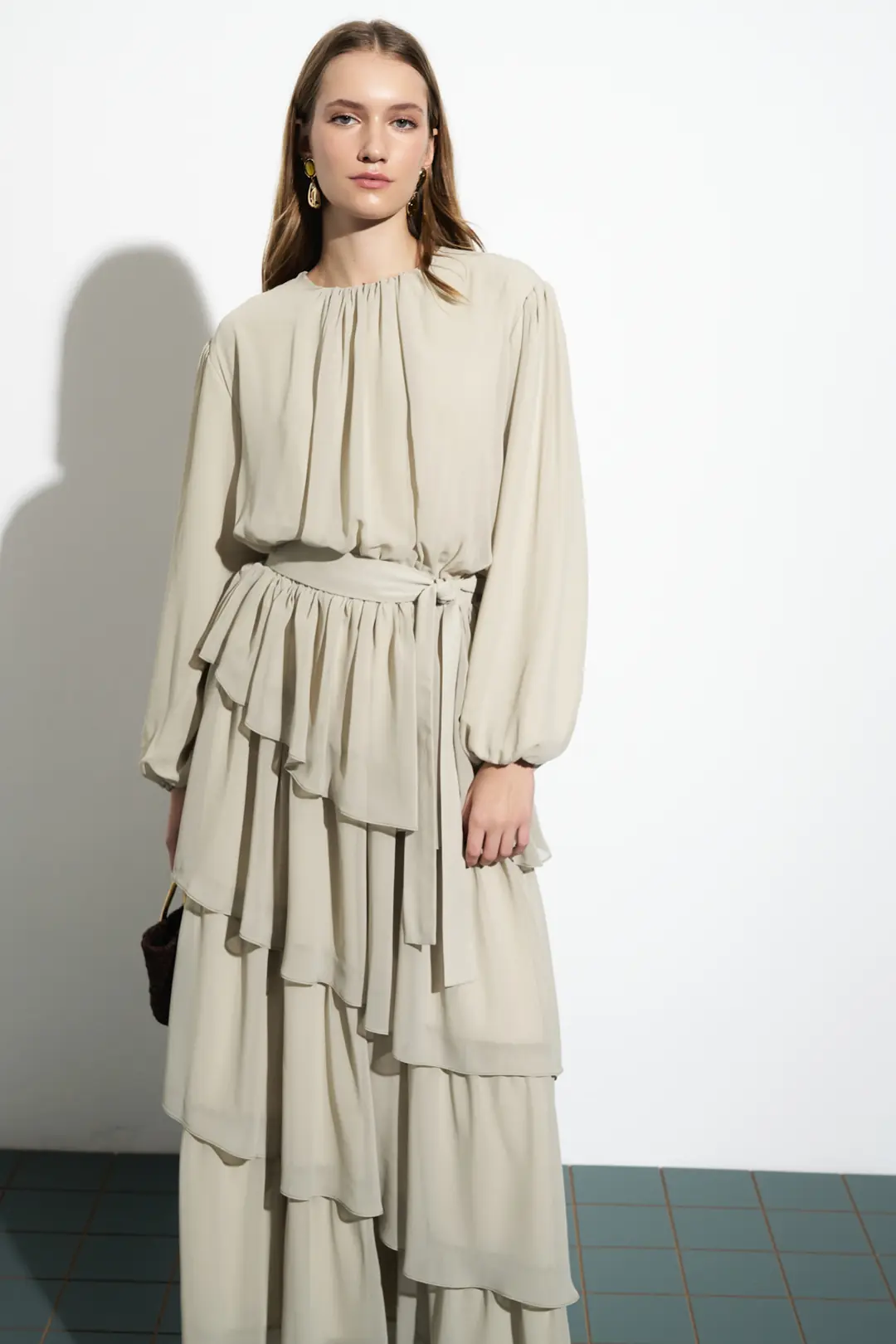 Katlı Şifon Elbise 7