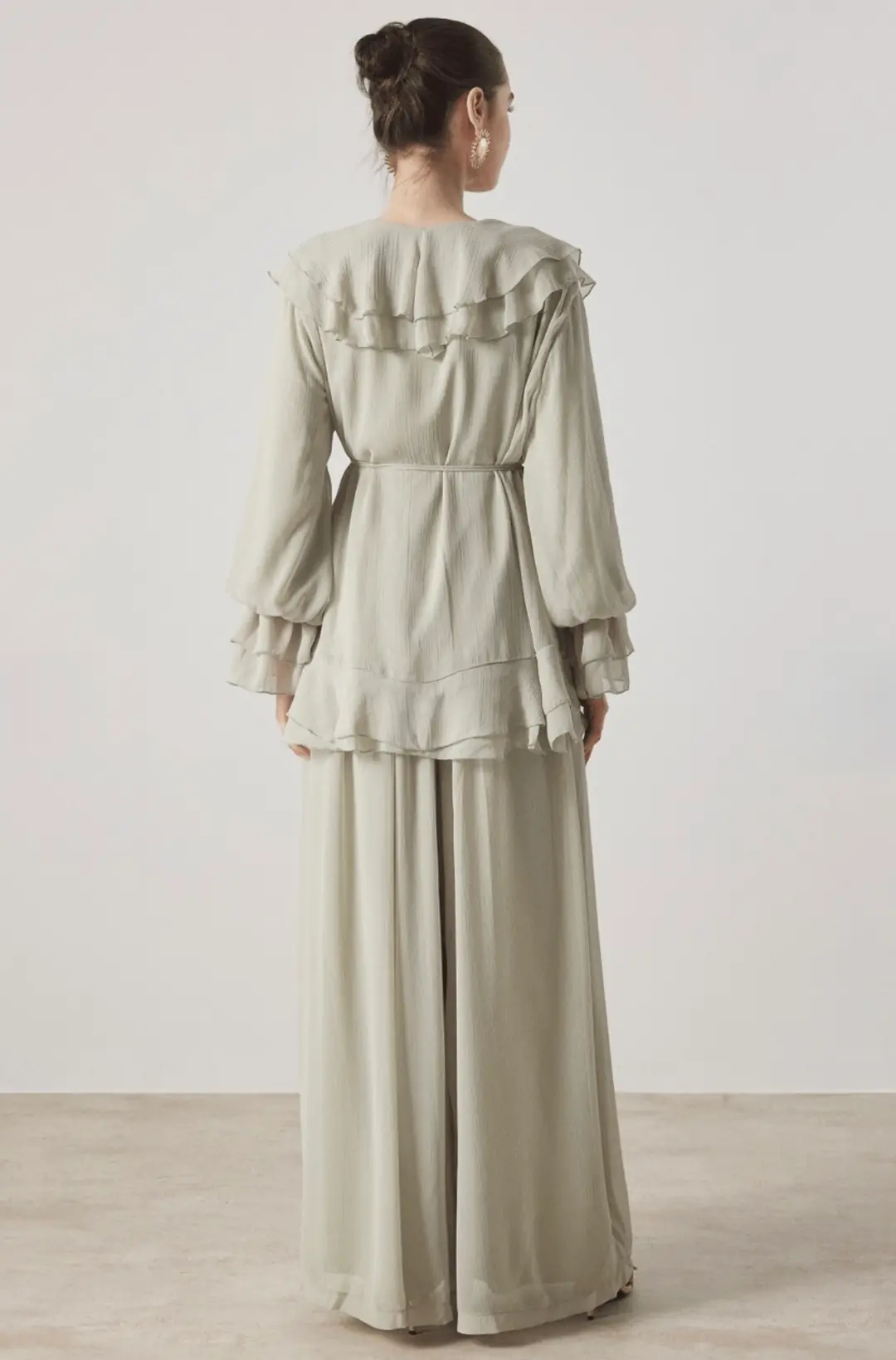 Yaka Kol Volanlı Şifon Takım 7