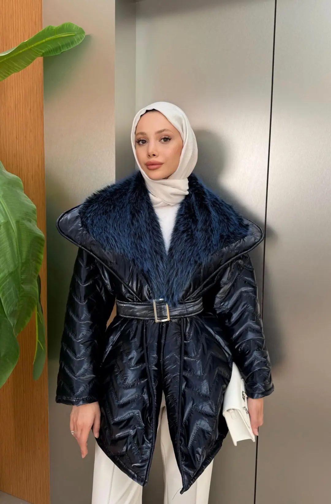 Kürk Yakalı Şişme Mont